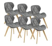 [en.casa] Lot de 6 Chaises de Salle à Manger Design Intemporel Set de 6 Fauteuils Rembourrés pour Cuisine Salle à Manger Salon Capacité 120 kg Simili Bois de Hêtre 78 x 47 x 52 cm Gris