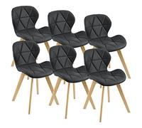 [en.casa] Lot de 6 Chaises de Salle à Manger Design Intemporel Set de 6 Fauteuils Rembourrés pour Cuisine Salle à Manger Salon Capacité 120 kg Simili Bois de Hêtre 78 x 47 x 52 cm Noir