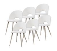 [en.casa] Lot de 6 Chaises de Salle à Manger Karijoki Ensemble de 6 Chaises Rembourrées Confortables au Design Scandinave avec Pieds en Métal pour Salon Cuisine Tissu 77 x 50 x 55 cm Beige