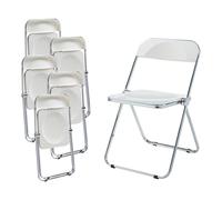 [en.casa] Lot de 6 Chaises Pliantes Ensemble de 6 Sièges de Salle à Manger Set de 6 Chaises pour Invités Cuisine Bureau Acier Chromé Polycarbonate 74 x 46 x 47 cm Blanc