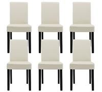 [en.casa] Lot de 6 Chaises Rembourrées de Salle à Manger Siège Confortable Résistant Design Moderne pour Cuisine Salon Bureau Pieds en Bois Massif Revêtement Similicuir Crème 89 x 43 x 54 cm