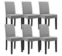 [en.casa] Lot de 6 Chaises Rembourrées de Salle à Manger Siège Confortable Résistant Design Moderne pour Cuisine Salon Bureau Pieds en Bois Massif Revêtement Similicuir Gris Clair 89 x 43 x 54 cm