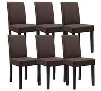 [en.casa] Lot de 6 Chaises Rembourrées de Salle à Manger Siège Confortable Résistant Design Moderne pour Cuisine Salon Bureau Pieds en Bois Massif Revêtement Similicuir Marron 89 x 43 x 54 cm