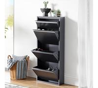 [en.casa] Meuble à Chaussures à Tiroirs Inclinés Étagère de Rangement à 3+1 Niveaux Range-Chaussures pour Entrée Couloir Métal 118 x 50 x 15 cm Gris