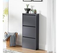 [en.casa] Meuble à Chaussures à Tiroirs Inclinés Étagère de Rangement à 3 Niveaux Range-Chaussures pour Entrée Couloir Métal 104 x 50 x 15 cm Gris