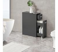 [en.casa] Meuble Bas de Rangement de Salle de Bains Organisateur à 2 Tiroirs avec Roues pour Petits Espaces Pratique Élégant Peu Encombrant Panneau de Particules 61 x 20 x 45 cm Gris Foncé