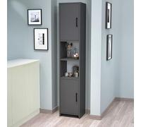 [en.casa] Meuble Colonne de Cuisine Armoire Haute Meuble de Rangement Buffet de Cuisine Placard avec Étagère pour Salle de Bain Salon Salle à Manger Panneau de Particules 180 x 35 x 30 cm Anthracite