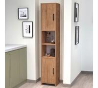 [en.casa] Meuble Colonne de Cuisine Armoire Haute Meuble de Rangement Buffet de Cuisine Placard avec Étagère pour Salle de Bain Salon Salle à Manger Panneau de Particules 180 x 35 x 30 cm Effet Chêne