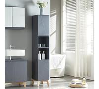 [en.casa] Meuble Colonne de Salle de Bain Meuble de Rangement Armoire Haute pour Cuisine Entrée Meuble sur Pied MDF Panneau de Particules Bois de Pin 160 x 30 x 30 cm Gris Naturel