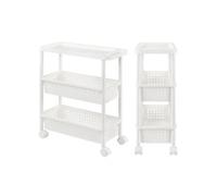 en.casa Meuble de rangement à roulettes Chariot roulant Tour de rangement 77 x 22 x 48 cm Polypropyléne (PP) Blanc