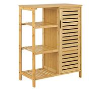 [en.casa] Meuble de Rangement avec Étagère Intégrée et Porte pour Salle de Bain Bambou 87 x 66 x 33 cm Naturel
