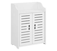 [en.casa] Meuble de Salle de Bain Design avec Étagères Meuble de Rangement à 2 Portes Bois Composite 62 x 45 x 25 cm Blanc