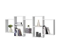 [en.casa] Meuble Mural Design Étagère Flottante Stylée 7 Compartiments de Rangement Capacité de Charge 25 kg Panneau de Particules Mélaminé 161 x 18 x 65 cm Blanc Mat Laqué