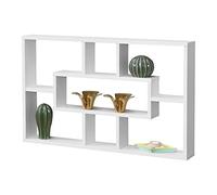 [en.casa] Meuble Mural Design Étagère Flottante Stylée 7 Compartiments de Rangement Capacité de Charge 7 kg Panneau de Particules Mélaminé 77 x 10 x 48 cm Blanc Mat