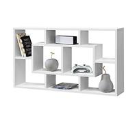[en.casa] Meuble Mural Design Étagère Flottante Stylée 8 Compartiments de Rangement Capacité de Charge 9 kg Panneau de Particules Mélaminé 85 x 16 x 48 cm Blanc Mat