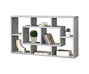 [en.casa] Meuble Mural Design Étagère Flottante Stylée 8 Compartiments de Rangement Capacité de Charge 9 kg Panneau de Particules Mélaminé 85 x 16 x 48 cm Effet Béton
