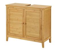 [en.casa] Meuble sous Lavabo à 2 Portes Meuble Bas de Salle de Bain Toilettes Design Scandinave Moderne Bambou 60 x 67 x 30 cm Naturel