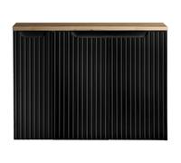 [en.casa] Meuble sous-Lavabo avec 3 Portes Système Softclose Surfaces de Qualité Résistantes à l'Humidité Chocs MDF Panneau de Particules Métal 80 x 60 x 40 cm Noir Effet Chêne