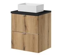 [en.casa] Meuble sous Lavabo de Salle de Bain avec Tiroirs Système Softclose Vasque Céramique Armoire de Rangement Résistante à l'Humidité MDF Panneau de Particules Effet Chêne Noir 50 x 71 x 40 cm