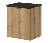 [en.casa] Meuble sous Vasque avec 2 Portes Softclose Étagère pour Salle de Bain Surface Résistante à l'Humidité Rayures MDF Panneau de Particules Métal 50 x 60 x 40 cm Effet Chêne Noir