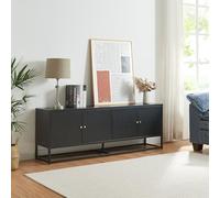 [en.casa] Meuble Télé Banc Télévision Support TV à 4 Portes Meuble de Rangement Design avec Surface Anti-Rayures pour Salon Bureau Chambre Acier 153 x 35 x 55 cm Noir
