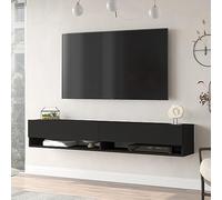 [en.casa] Meuble TV à 2 Portes Meuble de Rangement Design pour Salon avec 2 Espaces de Stockage Panneau de Particules Mélaminé 30 x 180 x 32 cm Noir
