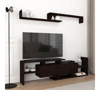 [en.casa] Meuble TV avec Étagère Murale Support Télé Compartiments de Rangement Ouverts et Armoire Stable Élégant Moderne Salon Séjour Chambre Panneau de Particules 154 x 28 x 42 cm Noir