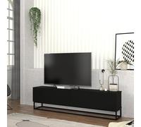 [en.casa] Meuble TV avec Piètement Long Banc Télévision avec 2 Portes Buffet Bas Meuble de Rangement Design pour Salon Panneau de Particules Métal 180 x 32 x 47 cm Noir