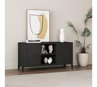 [en.casa] Meuble TV Design à 2 Portes pour Salon Bureau 58 x 113 x 40 cm Commode avec Surfaces de Rangement Intérieures Capacité de Charge 20 kg Acier Laminé à Froid Noir