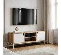 [en.casa] Meuble TV Kerrköndam sur Pieds 120 x 40 x 46 cm Effet Chêne Blanc