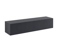 [en.casa] Meuble TV Mural Evaton 140 x 33 x 30 cm avec 2 Portes Abattantes Support Télé Flottant Étagère Moderne avec 2 Compartiments de Rangement Salon Chambre Bureau Gris Foncé Mat