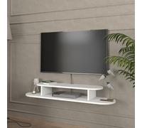 [en.casa] Meuble TV Mural Support Télé Flottant avec Compartiments de Rangement Ouverts Sorties de Câbles Intégrées Stable Moderne Pratique Salon Chambre Panneau de Particules 120 x 30 x 16 cm Blanc
