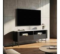 Meuble TV Olvehok 140 x 40 x 55 cm effet marbre blanc noir