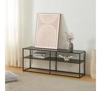 [en.casa] Meuble TV Style Industriel Support Télé Banc Télévision avec Compartiment de Rangement Ouvert pour Salon Chambre Bureau Acier 120 x 30 x 46 cm Noir