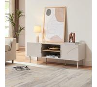 [en.casa] Meuble TV Support Télé avec 2 Compartiments de Rangement Ouverts et 2 Portes Passages de Câbles Intégrés Stable Élégant Salon Chambre Moderne Acier MDF 120 x 40 x 45 cm Beige