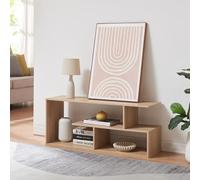 [en.casa] Meuble TV Support Télé avec Compartiments de Rangement Ouverts et Étagères pour Appareils Multimédias Stable Moderne Salon Chambre Panneau de Particules 100 x 30 x 42 cm Effet Chêne