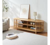 [en.casa] Meuble TV Support Télé sur Pieds avec 4 Compartiments de Rangement Scandinave Passages de Câbles Salon Chambre Peu Encombrant Stable Élégant Moderne Bambou MDF 150 x 48 x 50 cm Naturel