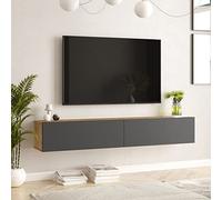 [en.casa] Meuble TV Support Télé Suspendue au Mur avec Compartiments de Rangement Banc Télévision Flottante pour Salon Chambre Panneau de Particules 30 x 180 x 32 cm Effet Chêne Rustique Anthracite