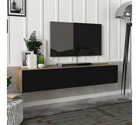 [en.casa] Meuble TV Support Télé Suspendue au Mur avec Compartiments de Rangement Banc Télévision Moderne Flottante pour Salon Chambre Panneau de Particules 135 x 31 x 25 cm Effet Chêne et Noir