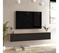 [en.casa] Meuble TV Support Télé Suspendue au Mur avec Compartiments de Rangement Banc Télévision Moderne Flottante pour Salon Chambre Panneau de Particules 30 x 180 x 32 cm Effet Chêne Noir