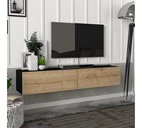 Meuble TV Toivakka 135 x 31 x 25 cm noir et effet chêne [en.casa]