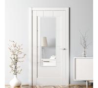 [en.casa] Miroir de Porte avec 2 Crochets Grand Miroir Mural Rectangulaire pour Entrée Salon Couloir Chambre Dressing Aluminium 120 x 37 x 2 cm Blanc