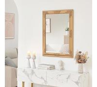 [en.casa] Miroir Mural Baroque Fixation Horizontale ou Verticale avec Reflet Clair et sans Distorsion Décoratif Maquillage Salon Chambre Salle de Bains Couloir Bois d'Eucalyptus MDF 80 x 60 cm Or