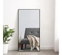 [en.casa] Miroir Mural Design Cadre Rectangulaire Montage Vertical ou Horizontal Plastique 102 x 52 cm Noir