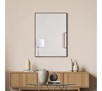 [en.casa] Miroir Mural Design Cadre Rectangulaire Montage Vertical ou Horizontal Plastique 72 x 52 cm Noir