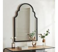 [en.casa] Miroir Mural Design Classique Miroir Arche Style Intemporel Miroir Fenêtre pour Salon Chambre Bureau Salle de Bain MDF 90 x 60 cm Noir