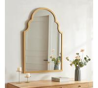 [en.casa] Miroir Mural Design Classique Miroir Arche Style Intemporel Miroir Fenêtre pour Salon Chambre Bureau Salle de Bain MDF 90 x 60 cm Or