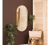 [en.casa] Miroir Mural Design Simple Industriel Cadre Ovale pour Chambre Salle de Bain Entrée Salon Aluminium 40 x 80 cm Doré