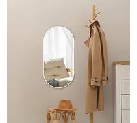 [en.casa] Miroir Mural Design Simple Industriel Cadre Ovale pour Chambre Salle de Bain Entrée Salon Aluminium 40 x 80 cm Blanc Mat