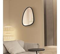 [en.casa] Miroir Mural Design Stylé Asymétrique pour Salle de Bain Entrée Salon Chambre MDF 62 x 50 cm Noir Mat